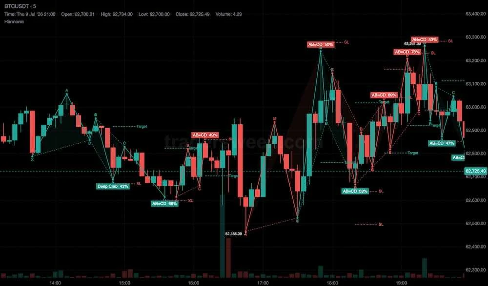 harmonic pattern drawn on the chart